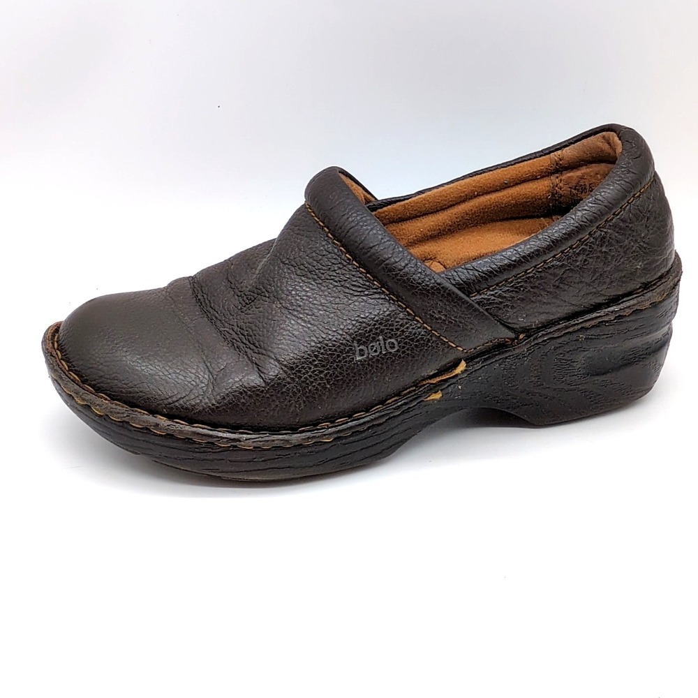 Bolo Shoes‎ Womens Brown 7.5 Clogs Leather Slip On Walking Loafer Casual J00635
